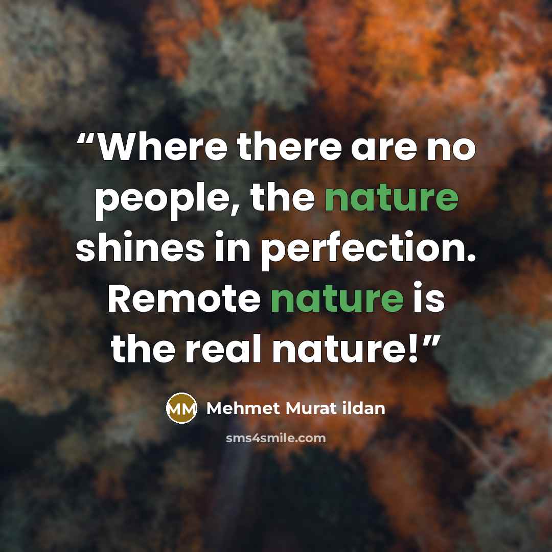 “Where there are no people, the nature shines in perfection. Remote nature is the real nature!” quote by Mehmet Murat ildan
