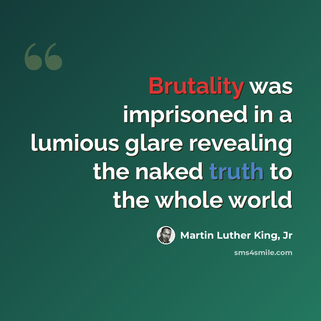 “Brutality was imprisoned in a lumious glare revealing the naked truth to the whole world” quote by Martin Luther King, Jr