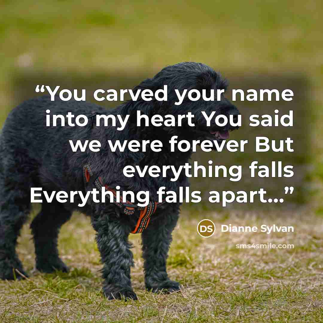 “You carved your name into my heart You said we were forever But everything falls Everything falls apart...” quote by Dianne Sylvan