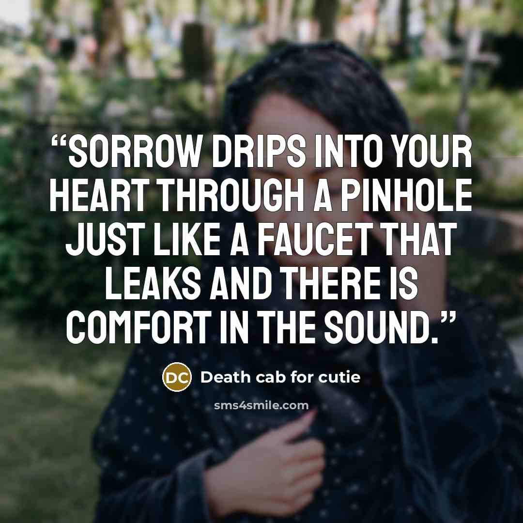 “Sorrow drips into your heart through a pinhole Just like a faucet that leaks and there is comfort in the sound.” quote by Death Cab for Cutie