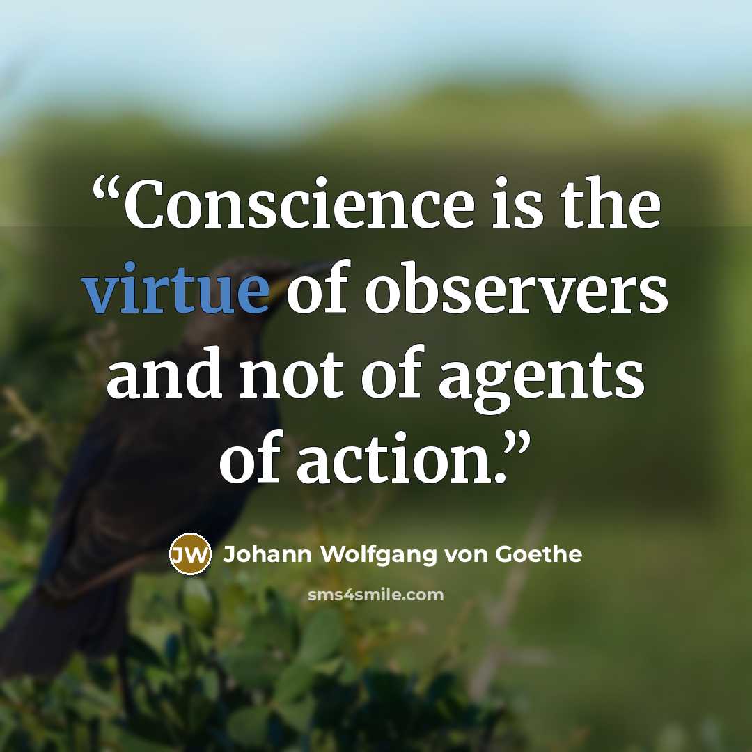 “Conscience is the virtue of observers and not of agents of action.” quote by Johann Wolfgang von Goethe