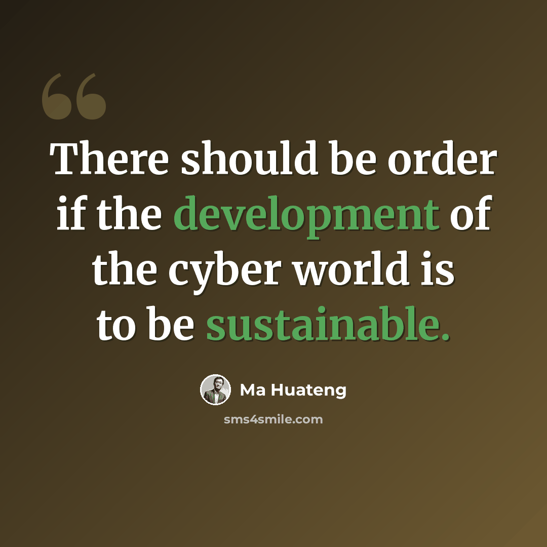 “There should be order if the development of the cyber world is to be sustainable.” quote by Ma Huateng