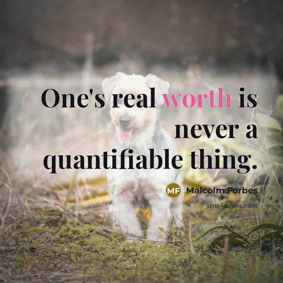 “One's real worth is never a quantifiable thing.” quote by Malcolm Forbes