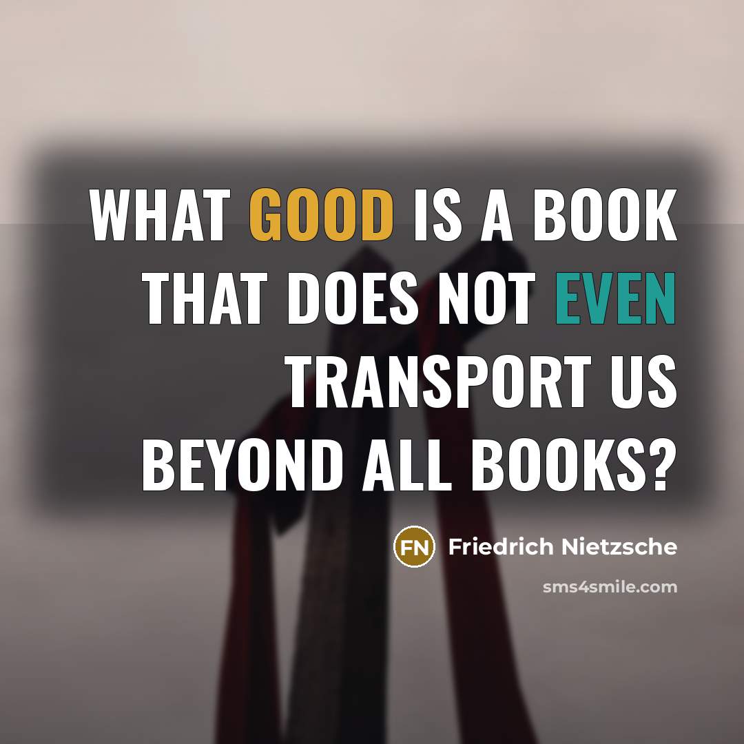 “What good is a book that does not even transport us beyond all books?” quote by Friedrich Nietzsche