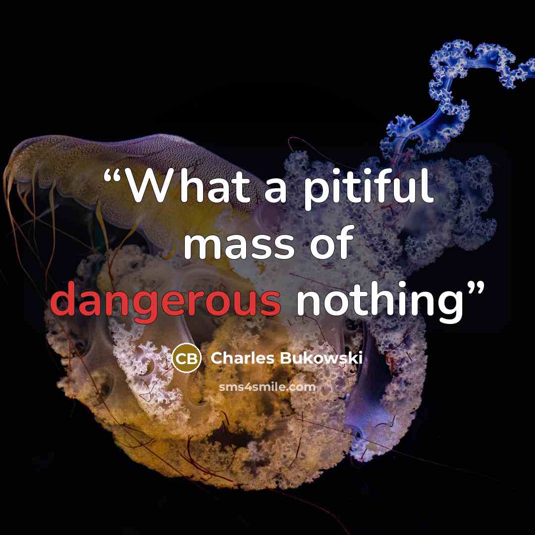 “What a pitiful mass of dangerous nothing” quote by Charles Bukowski