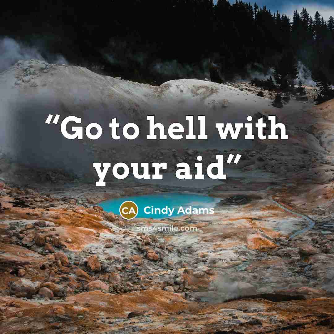“Go to hell with your aid” quote by Cindy Adams