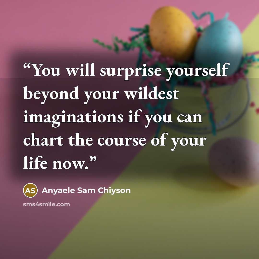 “You will surprise yourself beyond your wildest imaginations if you can chart the course of your life now.” quote by Anyaele Sam Chiyson
