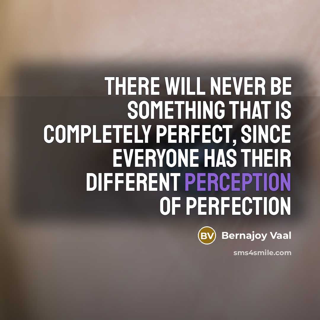 “There will never be something that is completely perfect, since everyone has their different perception of perfection” quote by Bernajoy Vaal