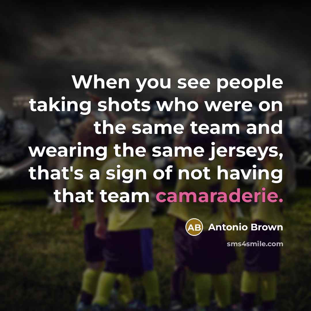 “When you see people taking shots who were on the same team and wearing the same jerseys, that's a sign of not having that team camaraderie.” quote by Antonio Brown