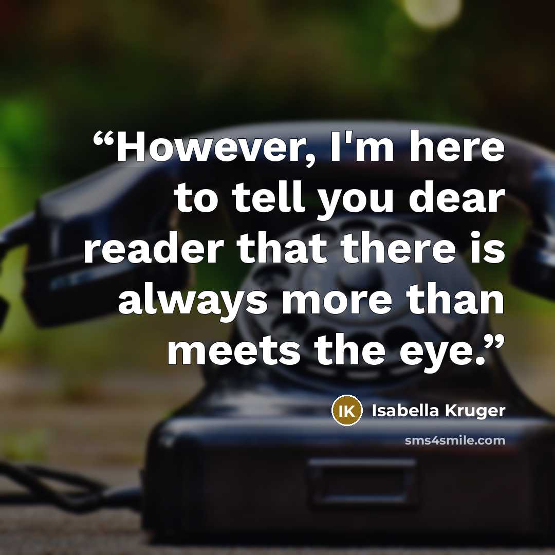 “However, I'm here to tell you dear reader that there is always more than meets the eye.” quote by Isabella Kruger