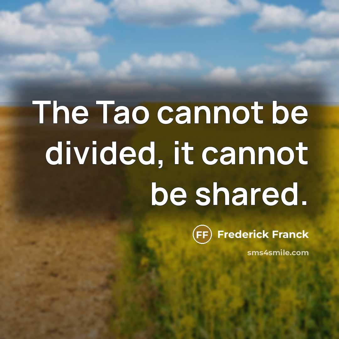 “The Tao cannot be divided, it cannot be shared.” quote by Frederick Franck