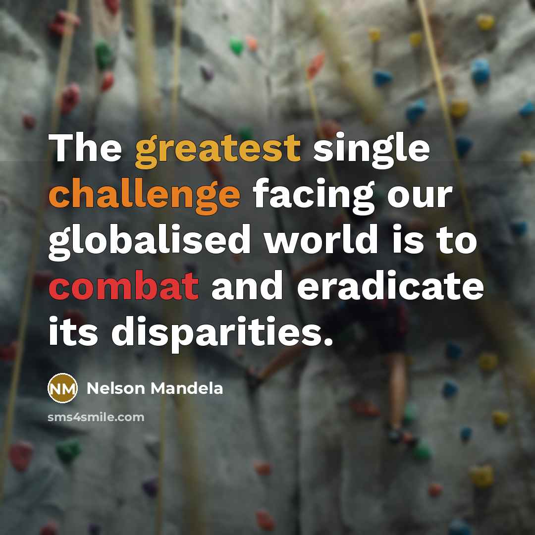 “The greatest single challenge facing our globalised world is to combat and eradicate its disparities.” quote by Nelson Mandela