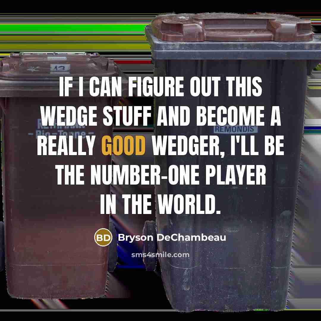 “If I can figure out this wedge stuff and become a really good wedger, I'll be the number-one player in the world.” quote by Bryson DeChambeau