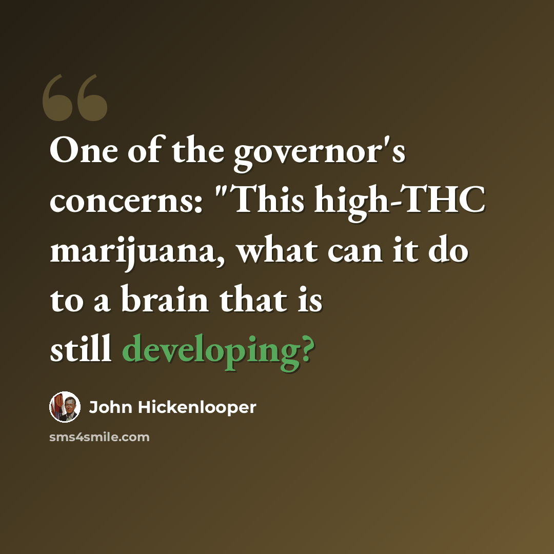 “One of the governor's concerns: "This high-THC marijuana, what can it do to a brain that is still developing?” quote by John Hickenlooper