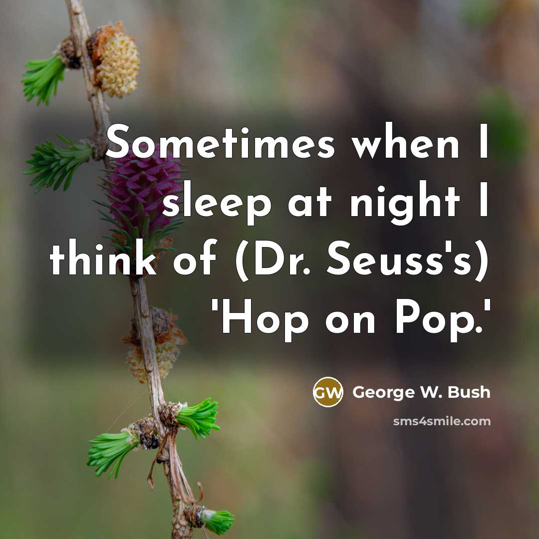 “Sometimes when I sleep at night I think of (Dr. Seuss's) 'Hop on Pop.'” quote by George W. Bush