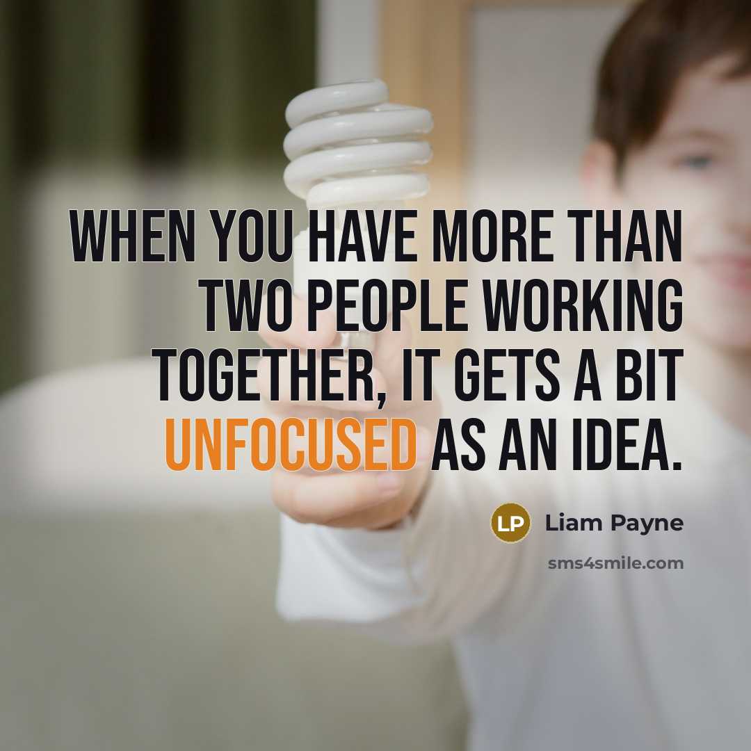 “When you have more than two people working together, it gets a bit unfocused as an idea.” quote by Liam Payne