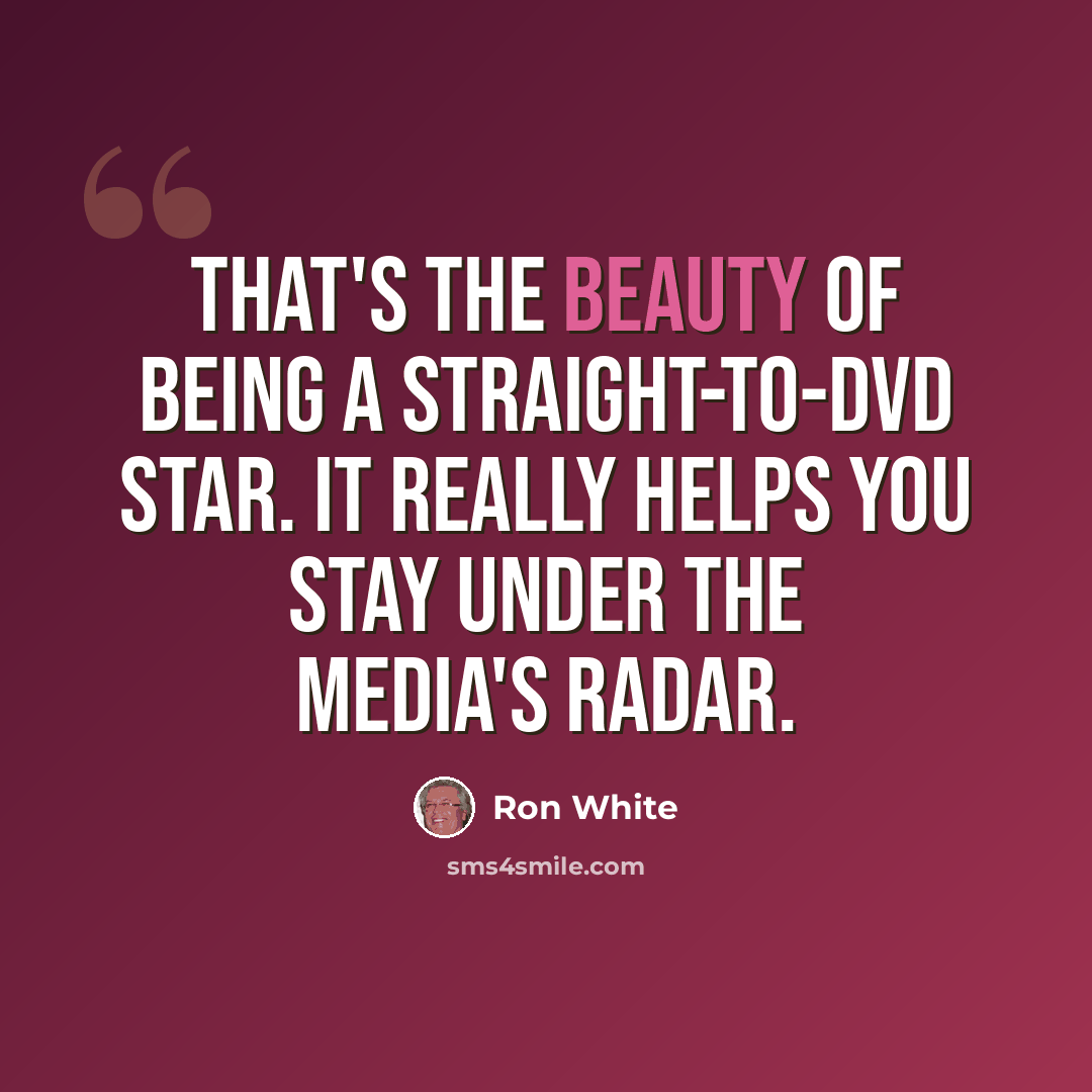 “That's the beauty of being a straight-to-DVD star. It really helps you stay under the media's radar.” quote by Ron White