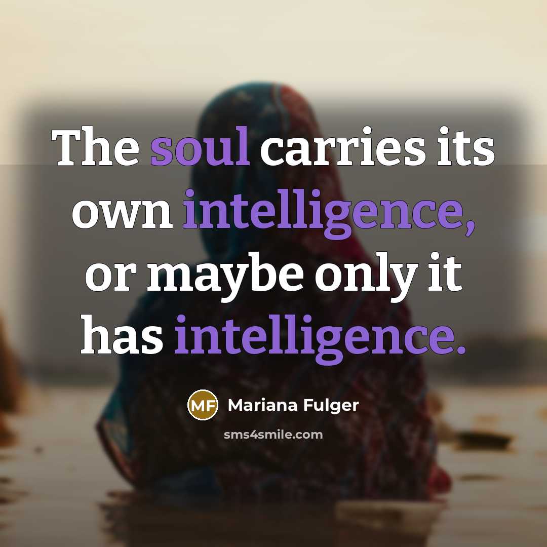 “The soul carries its own intelligence, or maybe only it has intelligence.” quote by Mariana Fulger