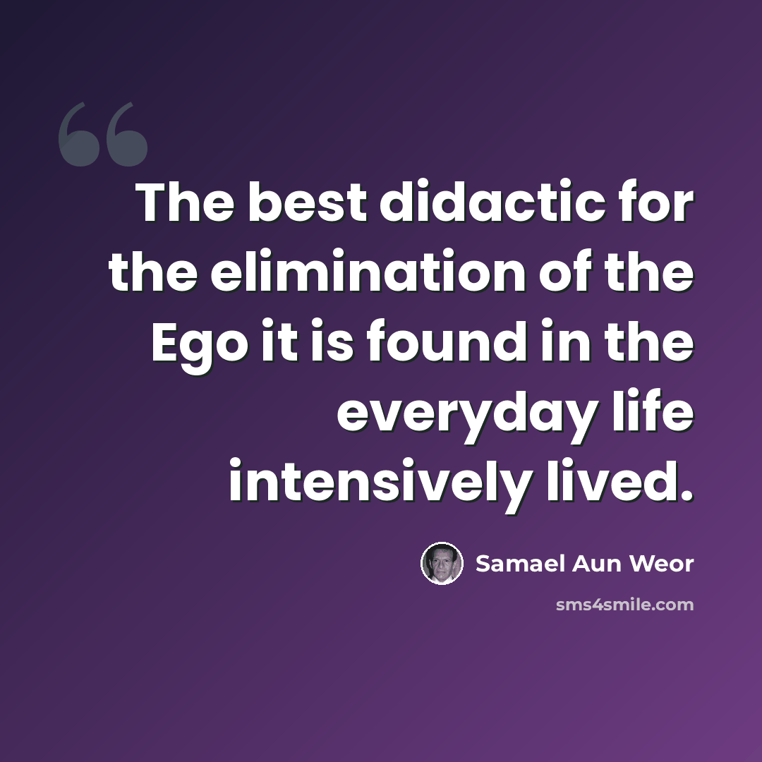 “The best didactic for the elimination of the Ego it is found in the everyday life intensively lived.” quote by Samael Aun Weor