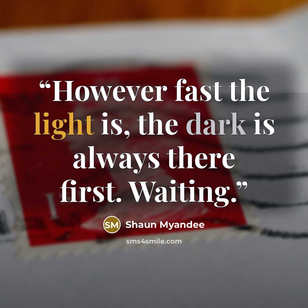“However fast the light is, the dark is always there first. Waiting.” quote by Shaun Myandee