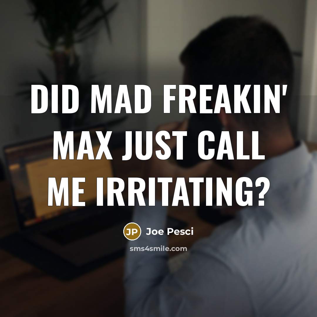 “Did Mad freakin' Max just call me irritating?” quote by Joe Pesci
