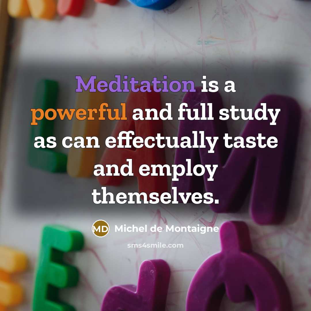 “Meditation is a powerful and full study as can effectually taste and employ themselves.” quote by Michel de Montaigne