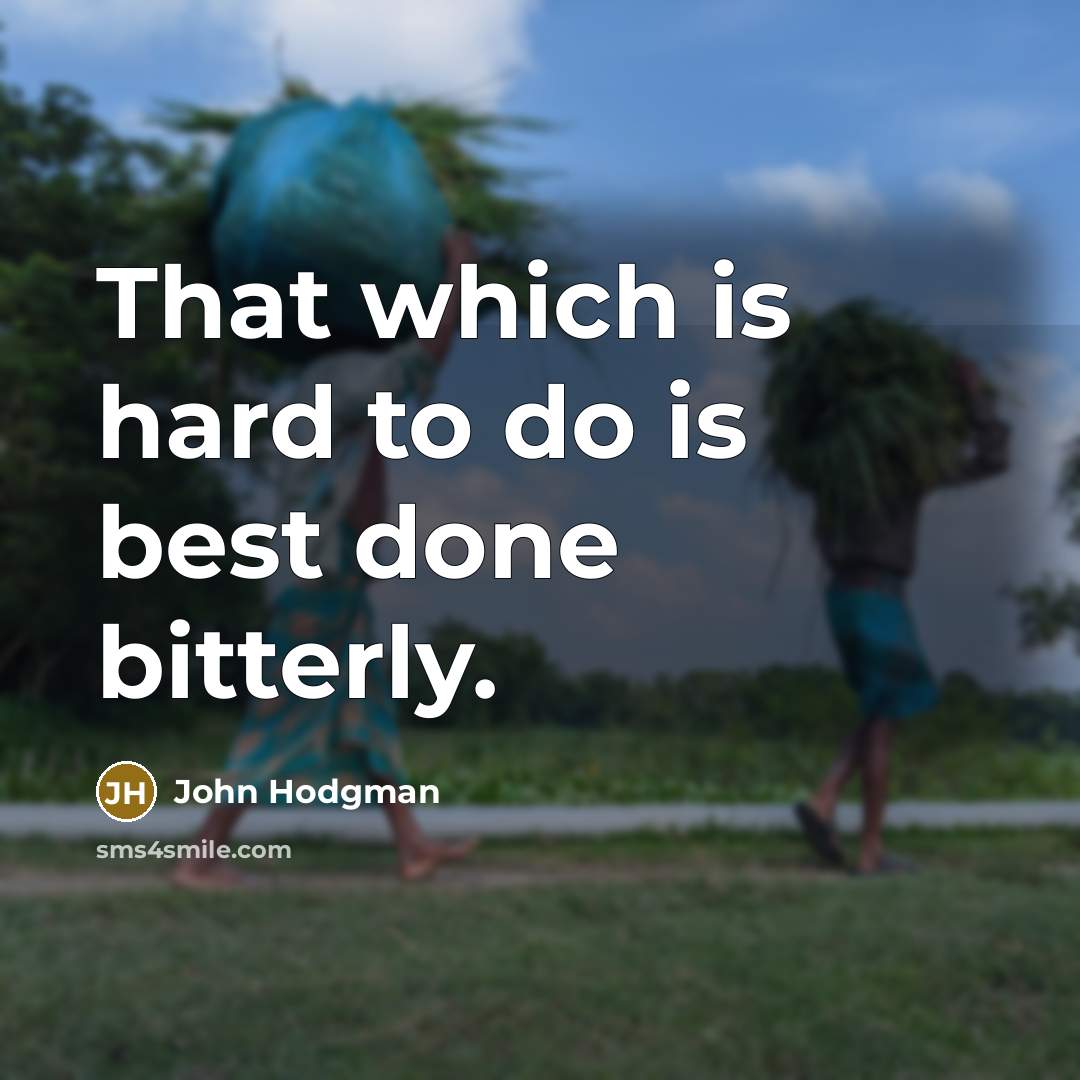 “That which is hard to do is best done bitterly.” quote by John Hodgman