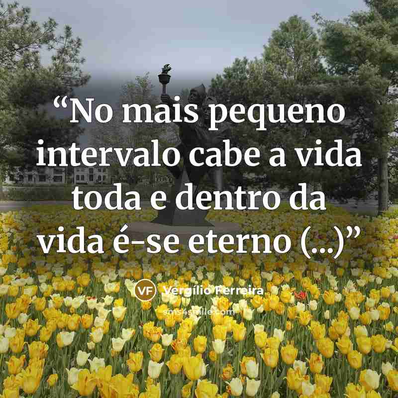 “No mais pequeno intervalo cabe a vida toda e dentro da vida é-se eterno (...)” quote by Vergílio Ferreira