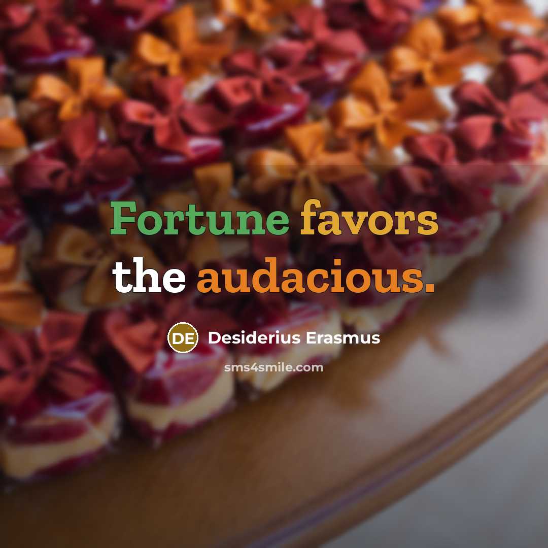 “Fortune favors the audacious.” quote by Desiderius Erasmus