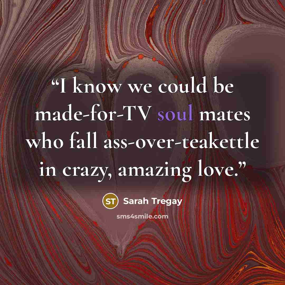 “I know we could be made-for-TV soul mates who fall ass-over-teakettle in crazy, amazing love.” quote by Sarah Tregay