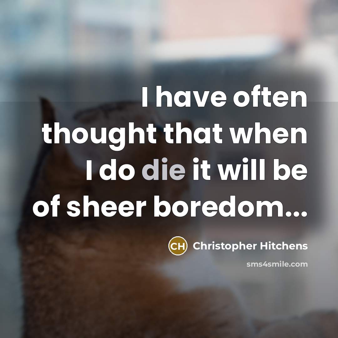 “I have often thought that when I do die it will be of sheer boredom...” quote by Christopher Hitchens