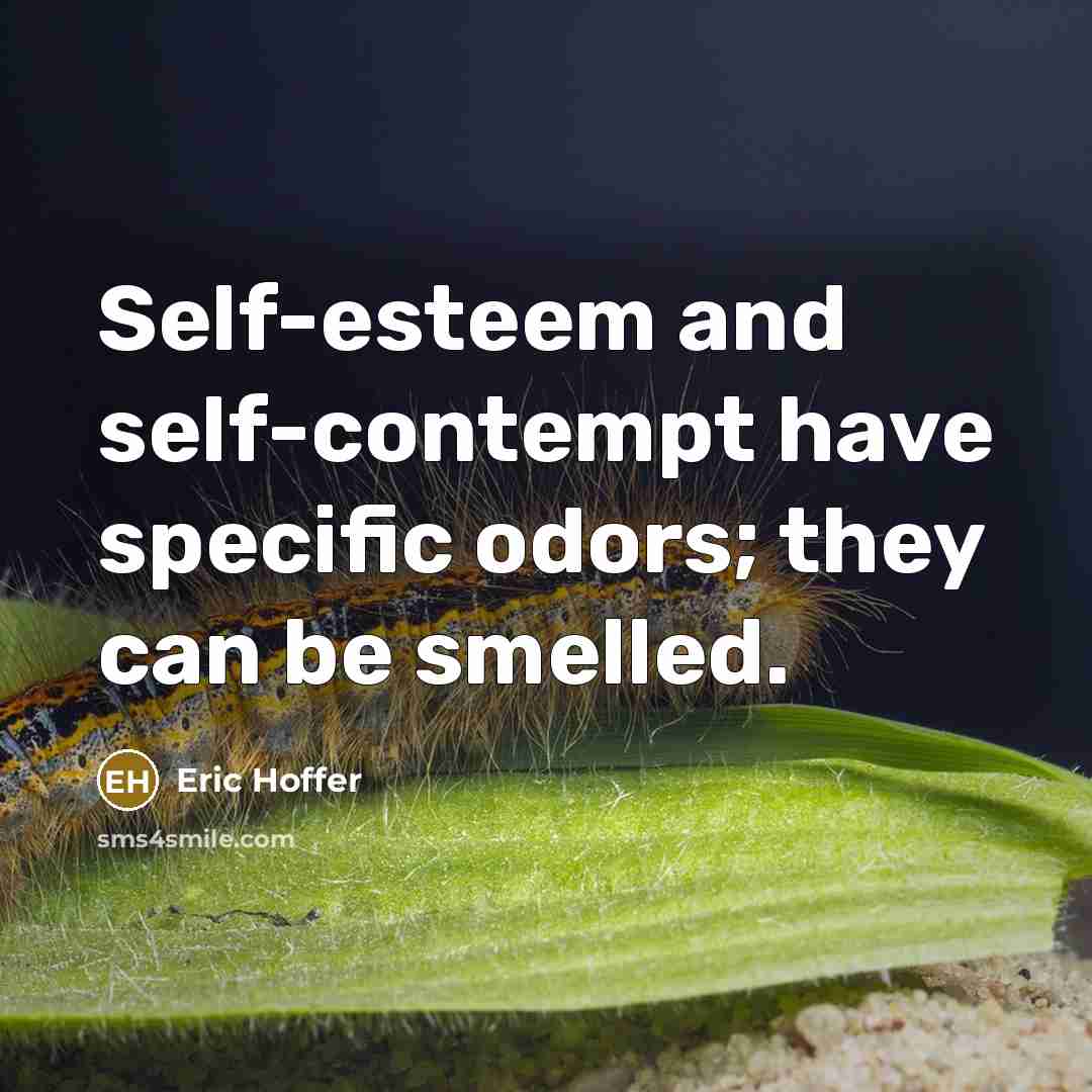 “Self-esteem and self-contempt have specific odors; they can be smelled.” quote by Eric Hoffer