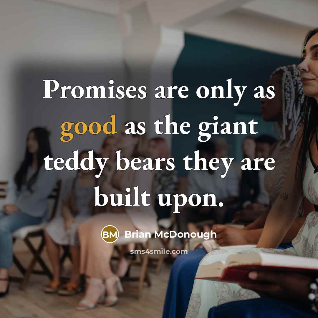 “Promises are only as good as the giant teddy bears they are built upon.” quote by Brian McDonough