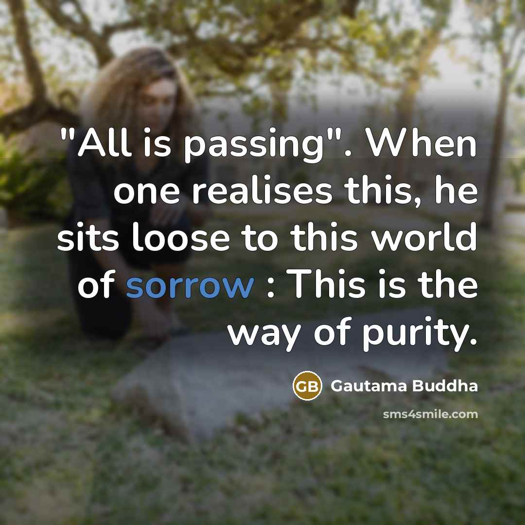 “"All is passing". When one realises this, he sits loose to this world of sorrow : This is the way of purity.” quote by Gautama Buddha