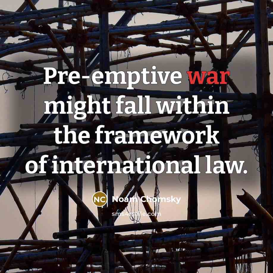 “Pre-emptive war might fall within the framework of international law.” quote by Noam Chomsky