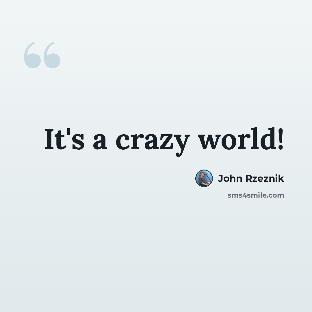 “It's a crazy world!” quote by John Rzeznik