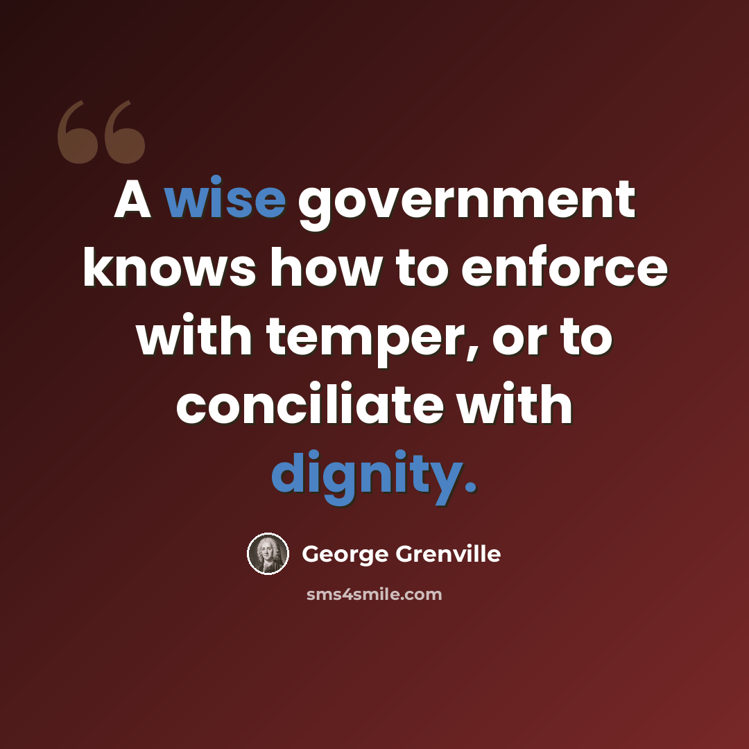 “A wise government knows how to enforce with temper, or to conciliate with dignity.” quote by George Grenville