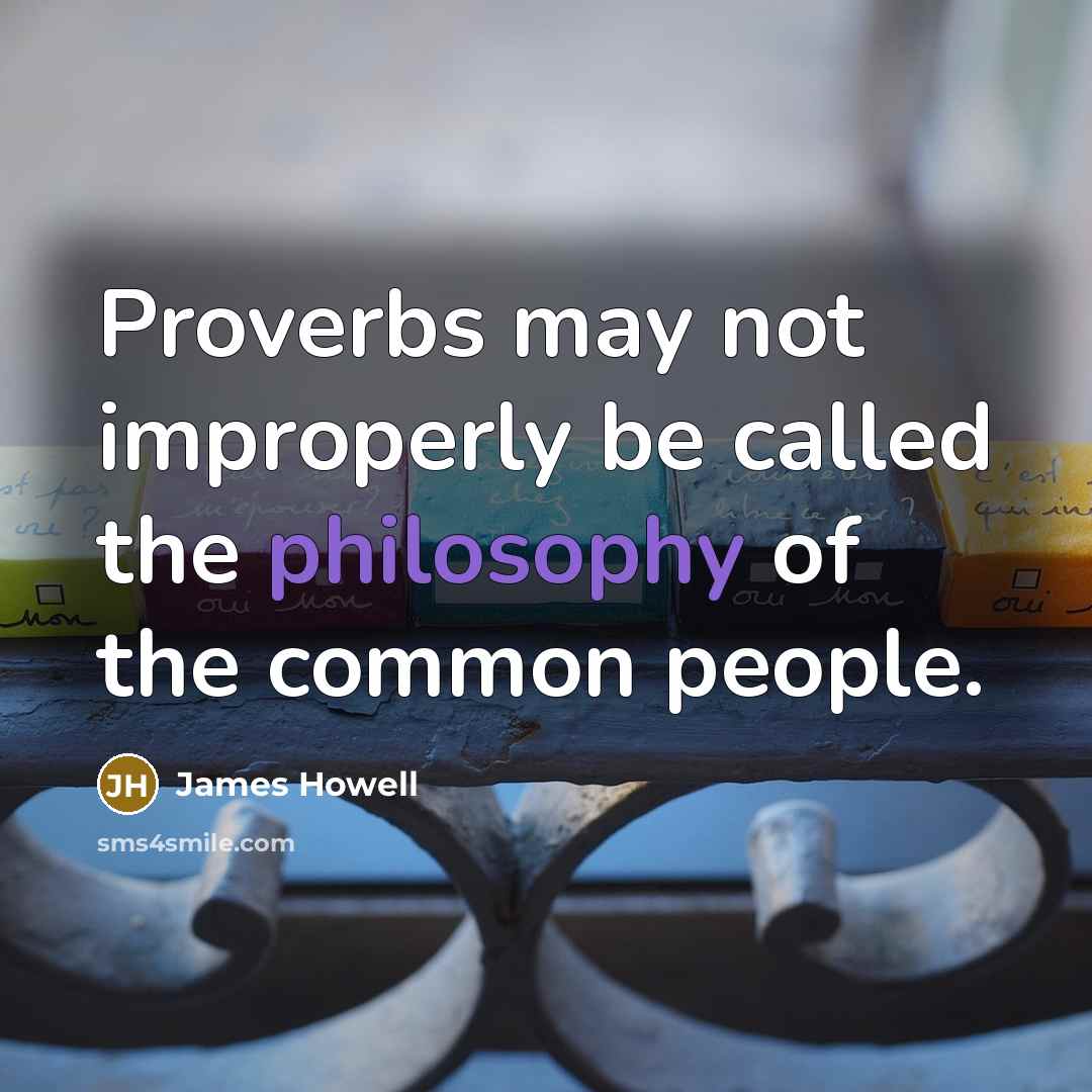 “Proverbs may not improperly be called the philosophy of the common people.” quote by James Howell