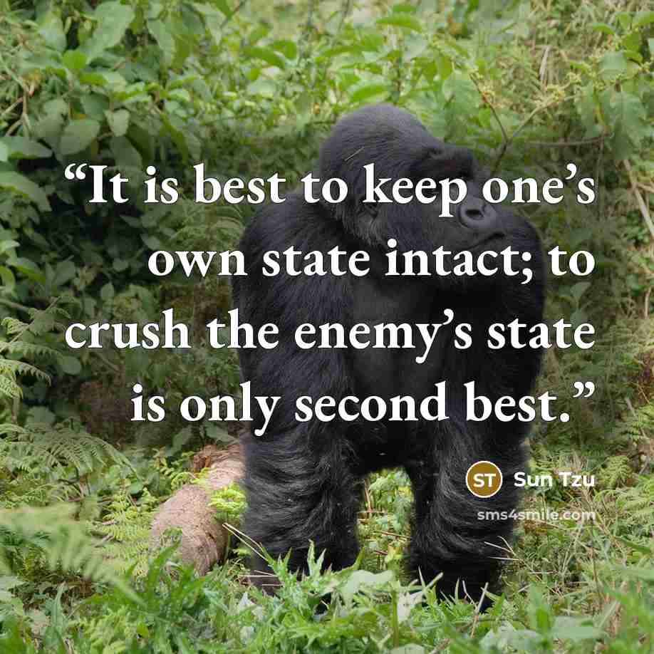 “It is best to keep one’s own state intact; to crush the enemy’s state is only second best.” quote by Sun Tzu