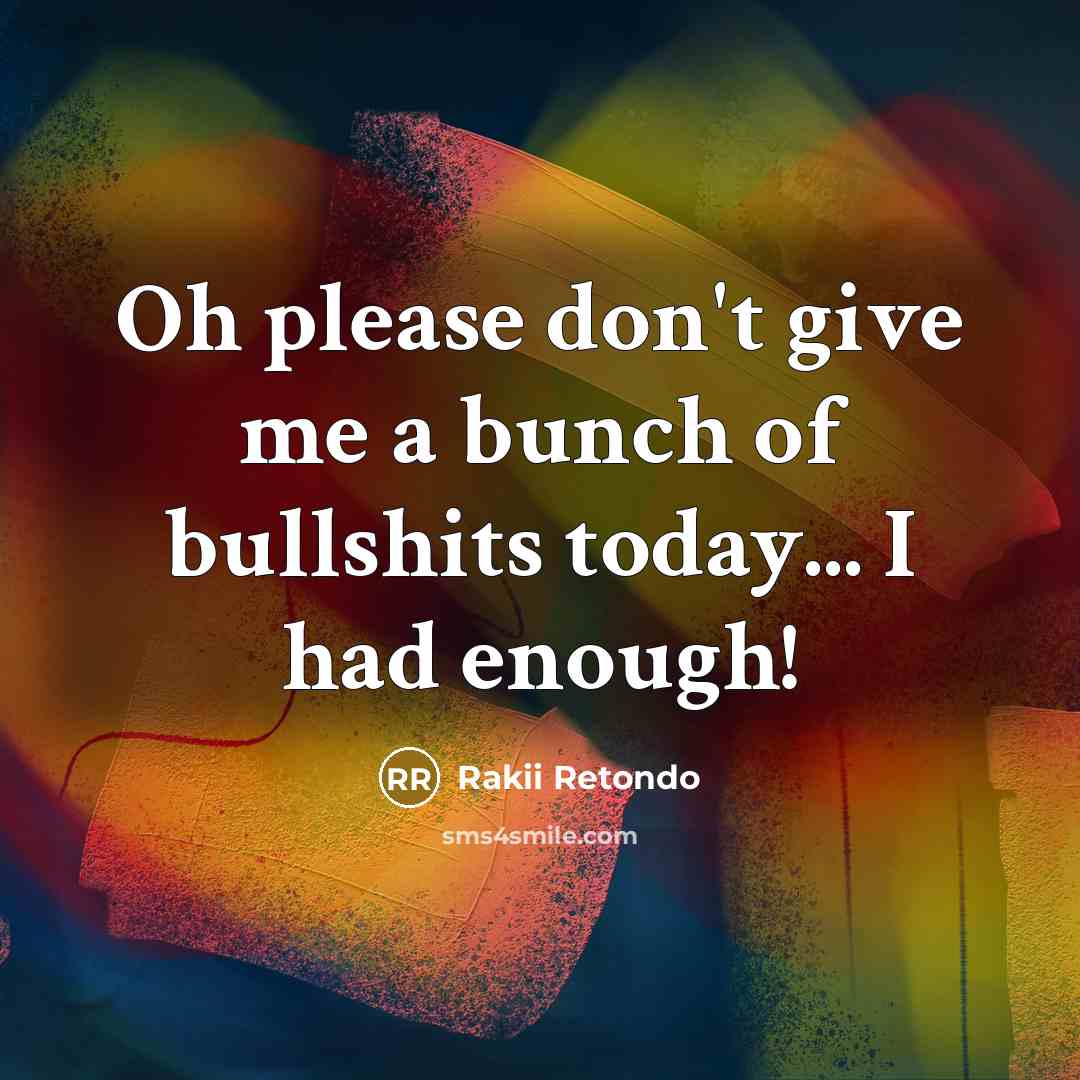 “Oh please don't give me a bunch of bullshits today... I had enough!” quote by Rakii Retondo