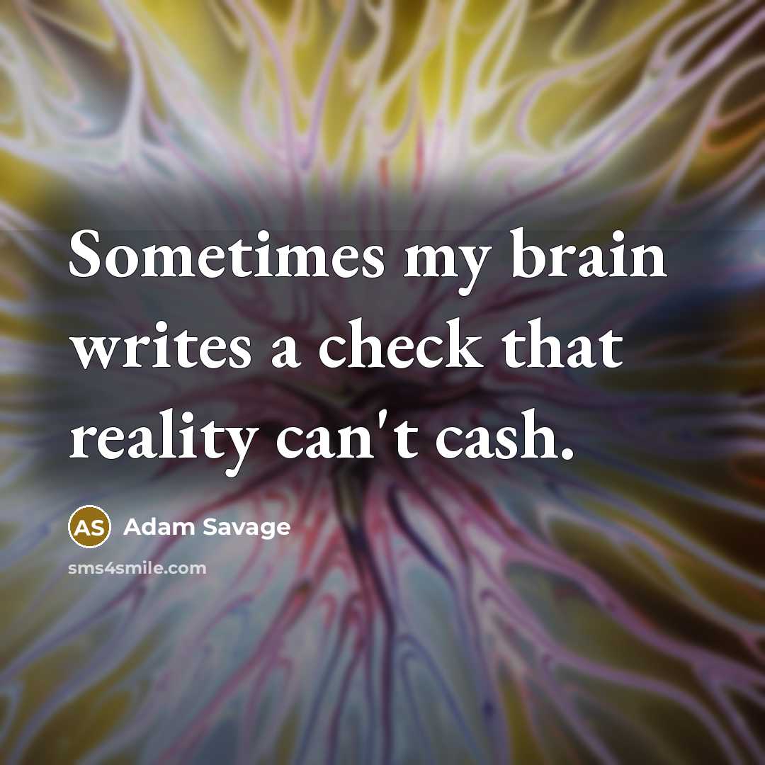 “Sometimes my brain writes a check that reality can't cash.” quote by Adam Savage