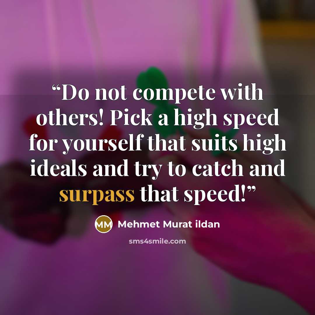 “Do not compete with others! Pick a high speed for yourself that suits high ideals and try to catch and surpass that speed!” quote by Mehmet Murat ildan