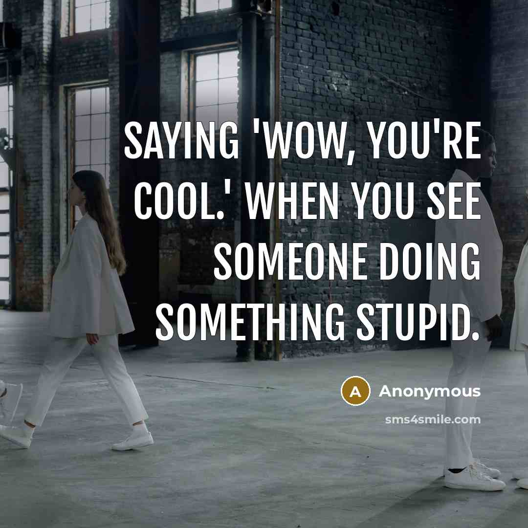 “Saying 'Wow, You're cool.' when you see someone doing something stupid.” quote by Anonymous