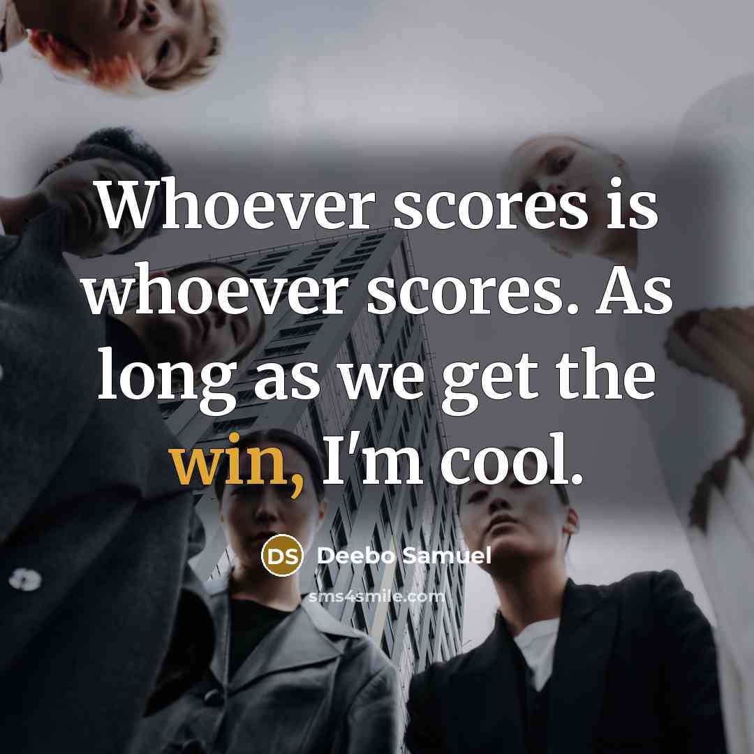 “Whoever scores is whoever scores. As long as we get the win, I'm cool.” quote by Deebo Samuel