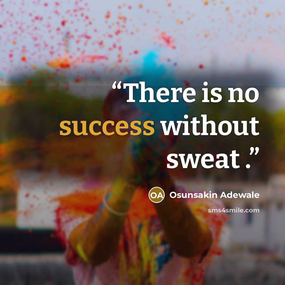 “There is no success without sweat .” quote by Osunsakin Adewale