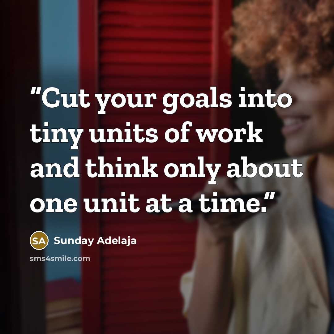 “Cut your goals into tiny units of work and think only about one unit at a time.” quote by Sunday Adelaja