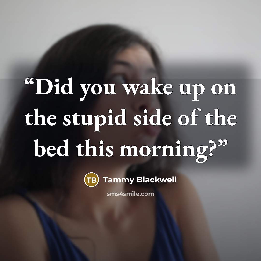 “Did you wake up on the stupid side of the bed this morning?” quote by Tammy Blackwell