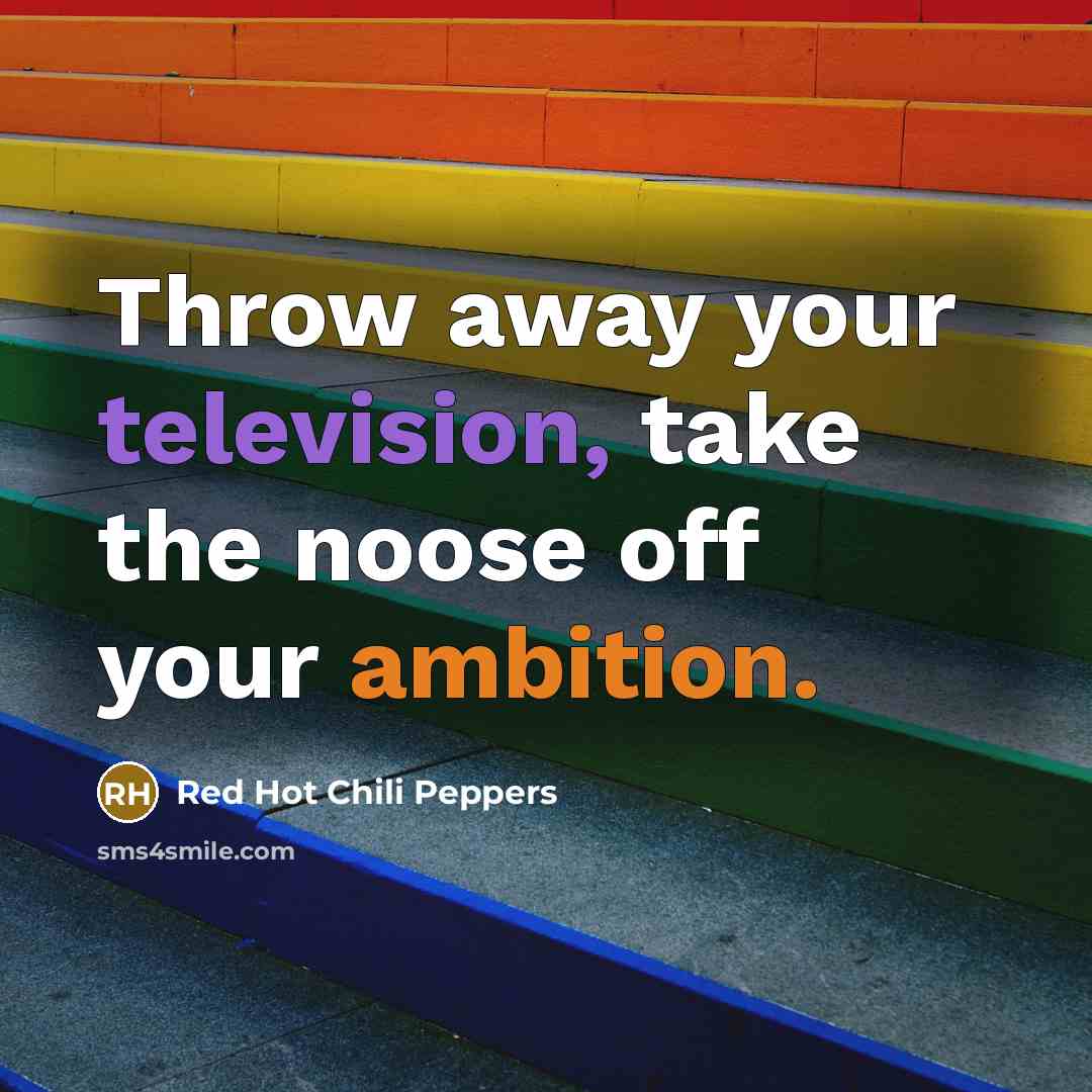 “Throw away your television, take the noose off your ambition.” quote by Red Hot Chili Peppers