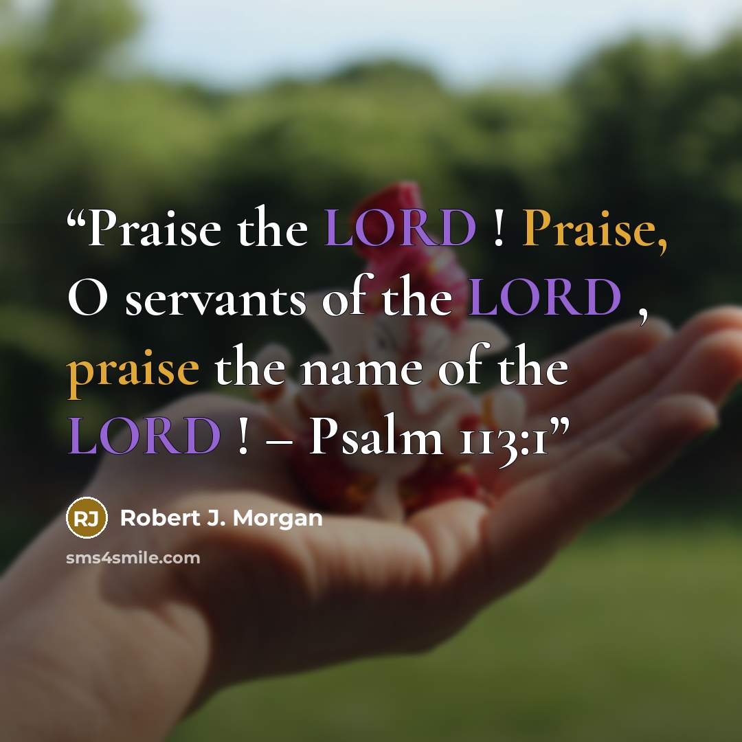 “Praise the LORD ! Praise, O servants of the LORD , praise the name of the LORD ! – Psalm 113:1” quote by Robert J. Morgan