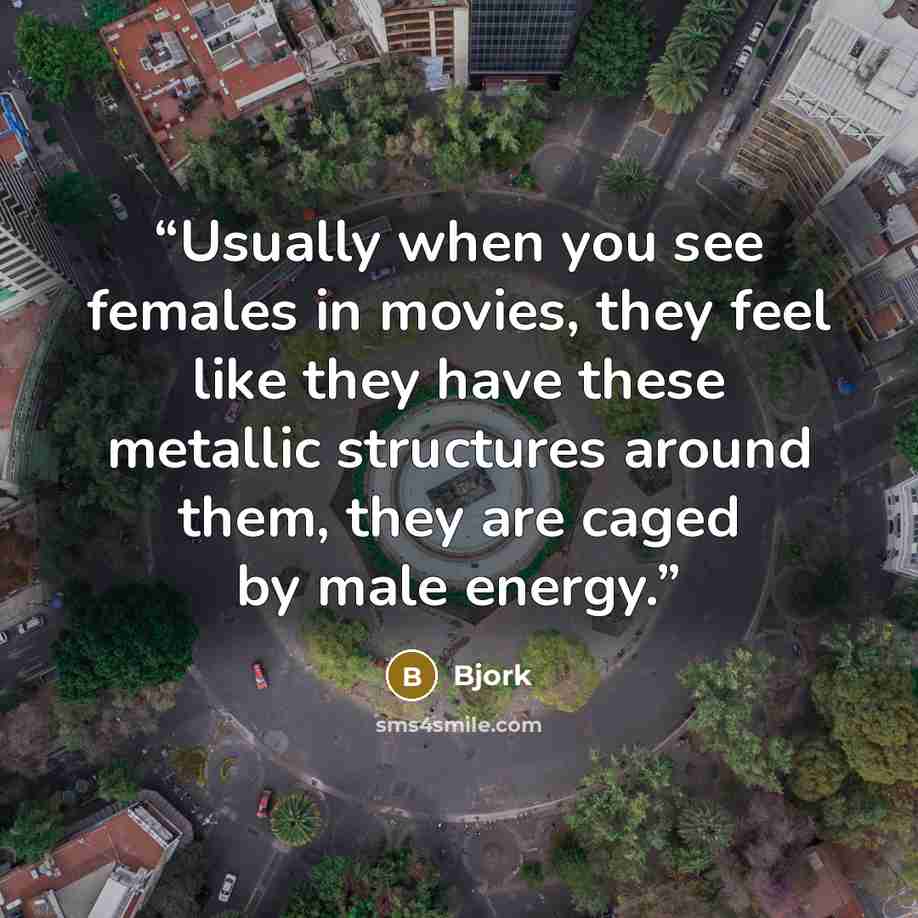 “Usually when you see females in movies, they feel like they have these metallic structures around them, they are caged by male energy.” quote by Bjork